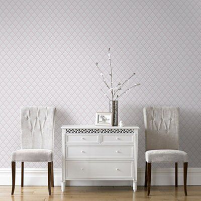 Superfresco Easy Lalique Pink Geometric Mica effect Textured Wallpaper