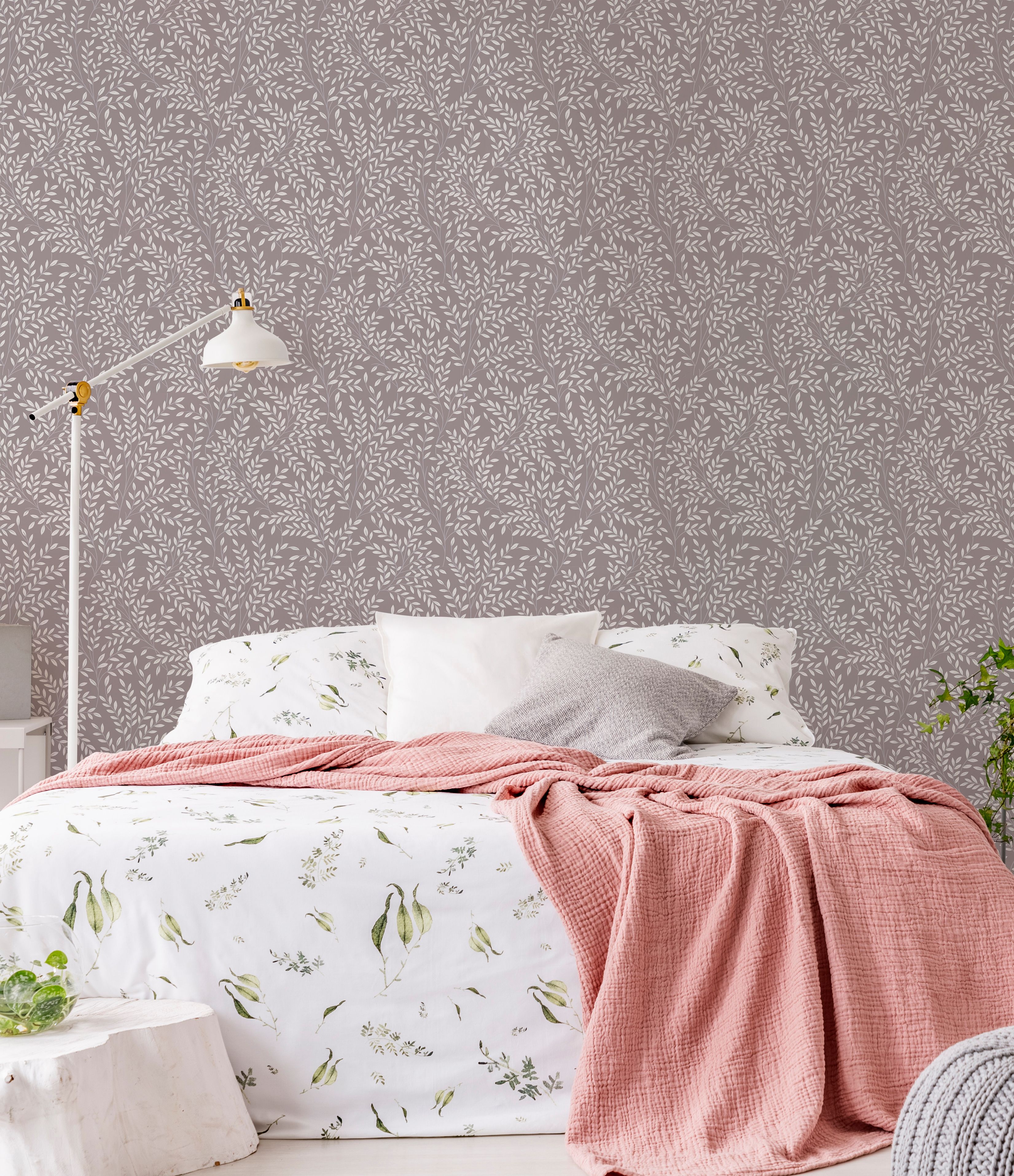 Superfresco Easy Mauve Leaves Smooth Wallpaper Sample