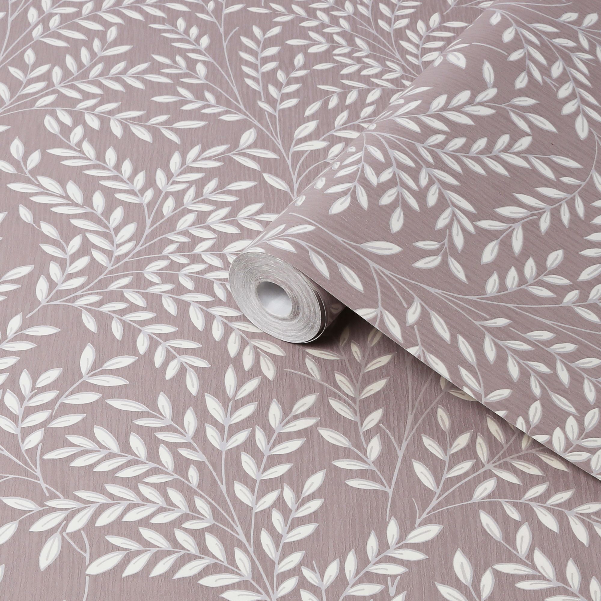 Superfresco Easy Mauve Leaves Smooth Wallpaper Sample DIY at B&Q
