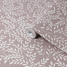 Superfresco Easy Mauve Leaves Smooth Wallpaper Sample