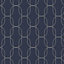 Superfresco Easy Navy Geometric Metallic effect Textured Wallpaper