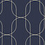 Superfresco Easy Navy Metallic effect Geometric Textured Wallpaper Sample