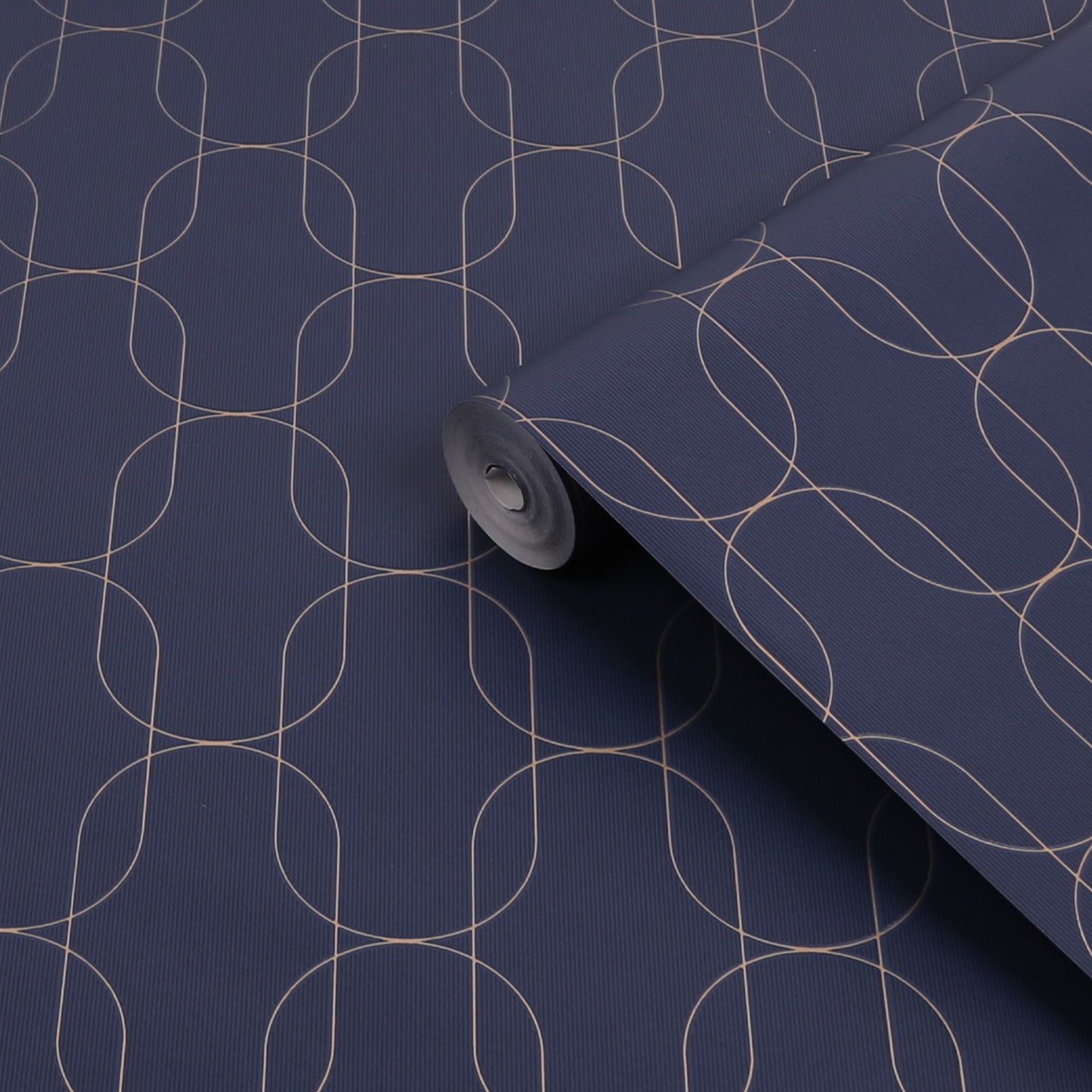 Superfresco Easy Navy Metallic effect Geometric Textured Wallpaper Sample