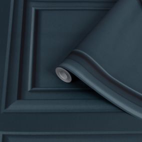 Superfresco Easy Navy Panel Wood effect Smooth Wallpaper