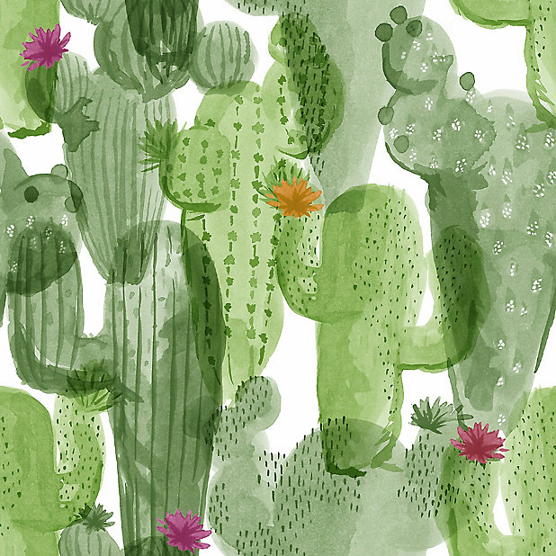 Superfresco Easy Noplaito Green Cactus Smooth Wallpaper | DIY at B&Q