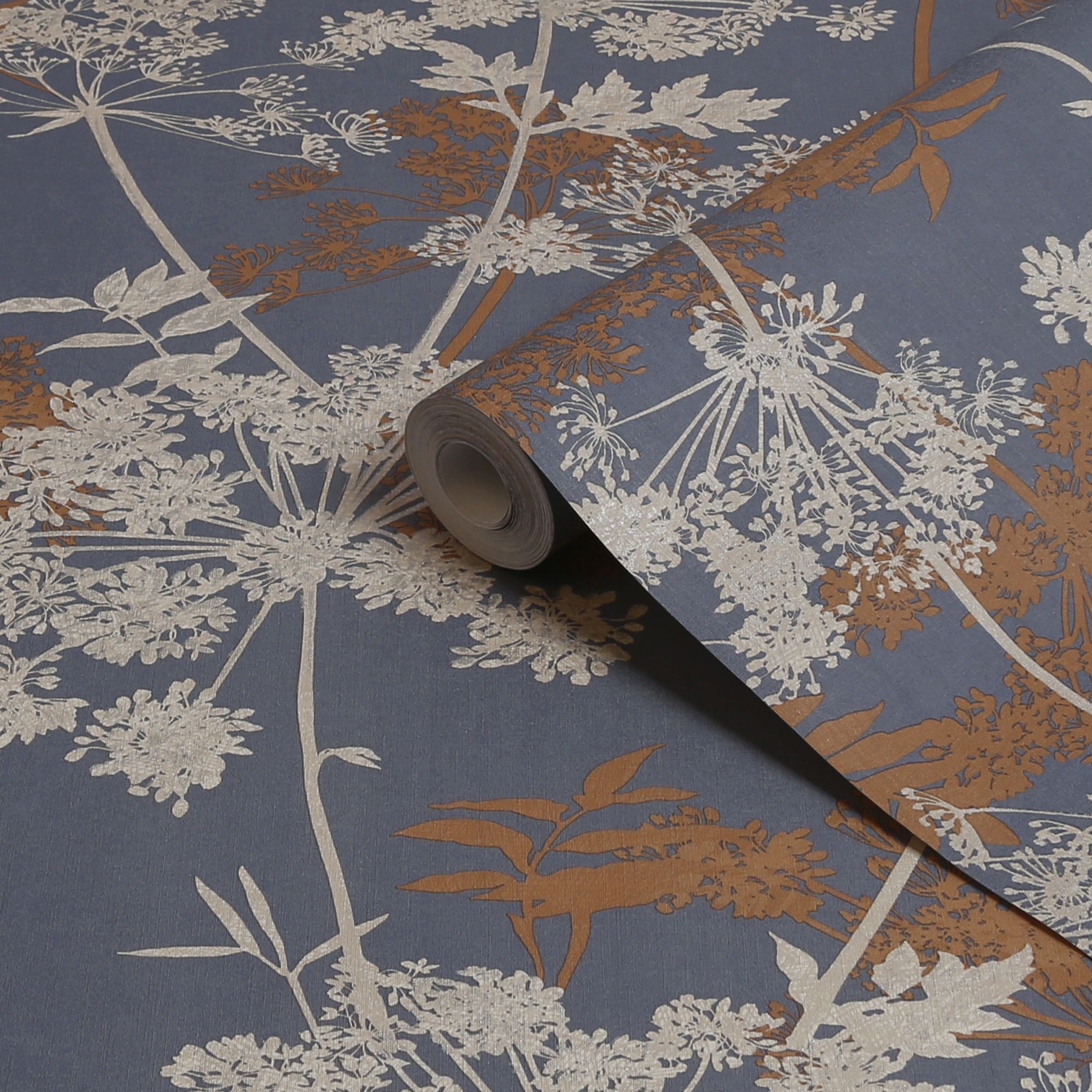 Superfresco Easy Orange & Beige Dark Radiant Floral Metallic effect Embossed Wallpaper