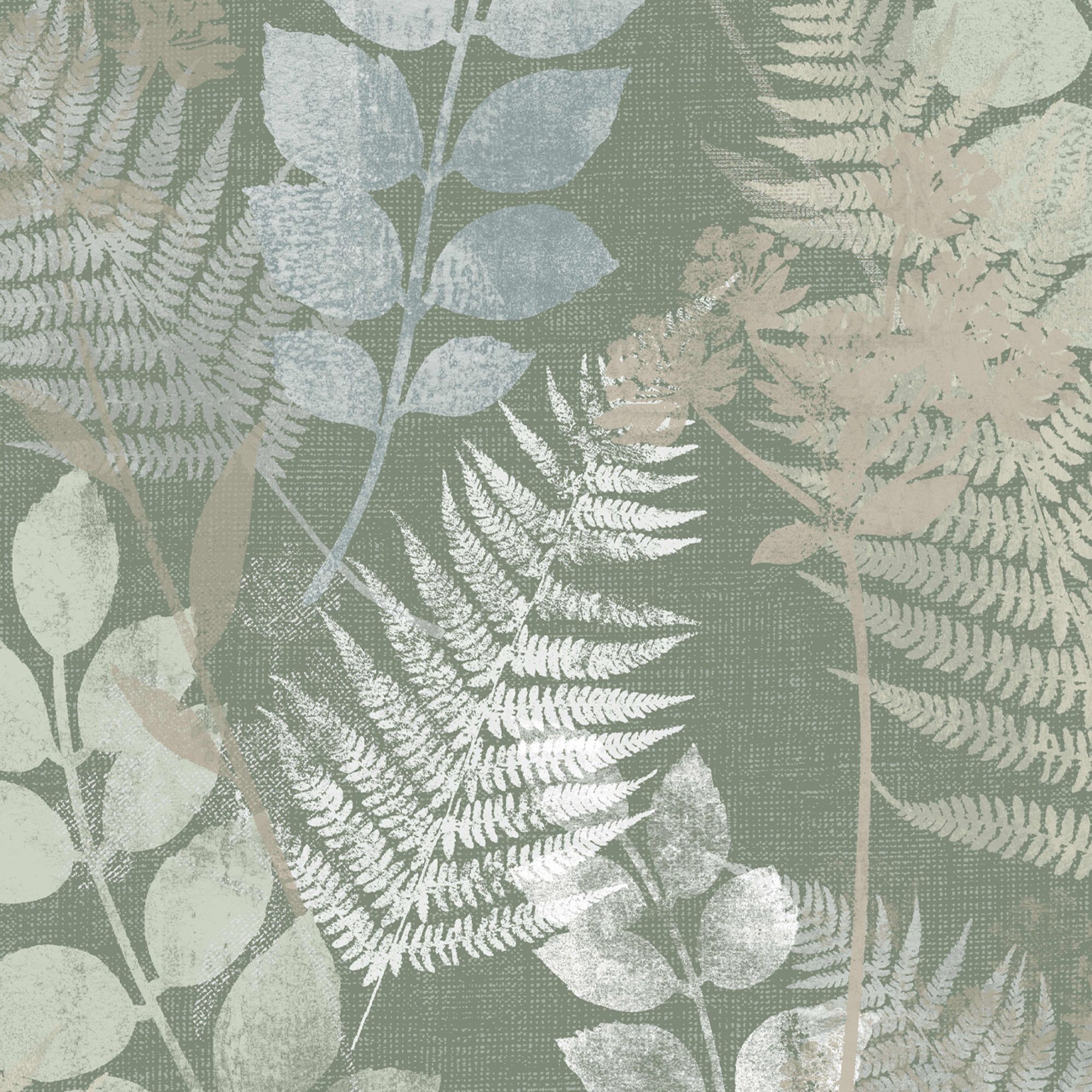 Superfresco Easy Oshibana Sage Metallic effect Leaf Smooth Wallpaper
