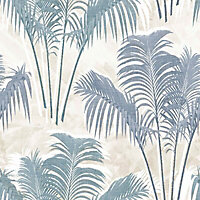 Superfresco Easy Paume Beige & blue Leaves Smooth Wallpaper
