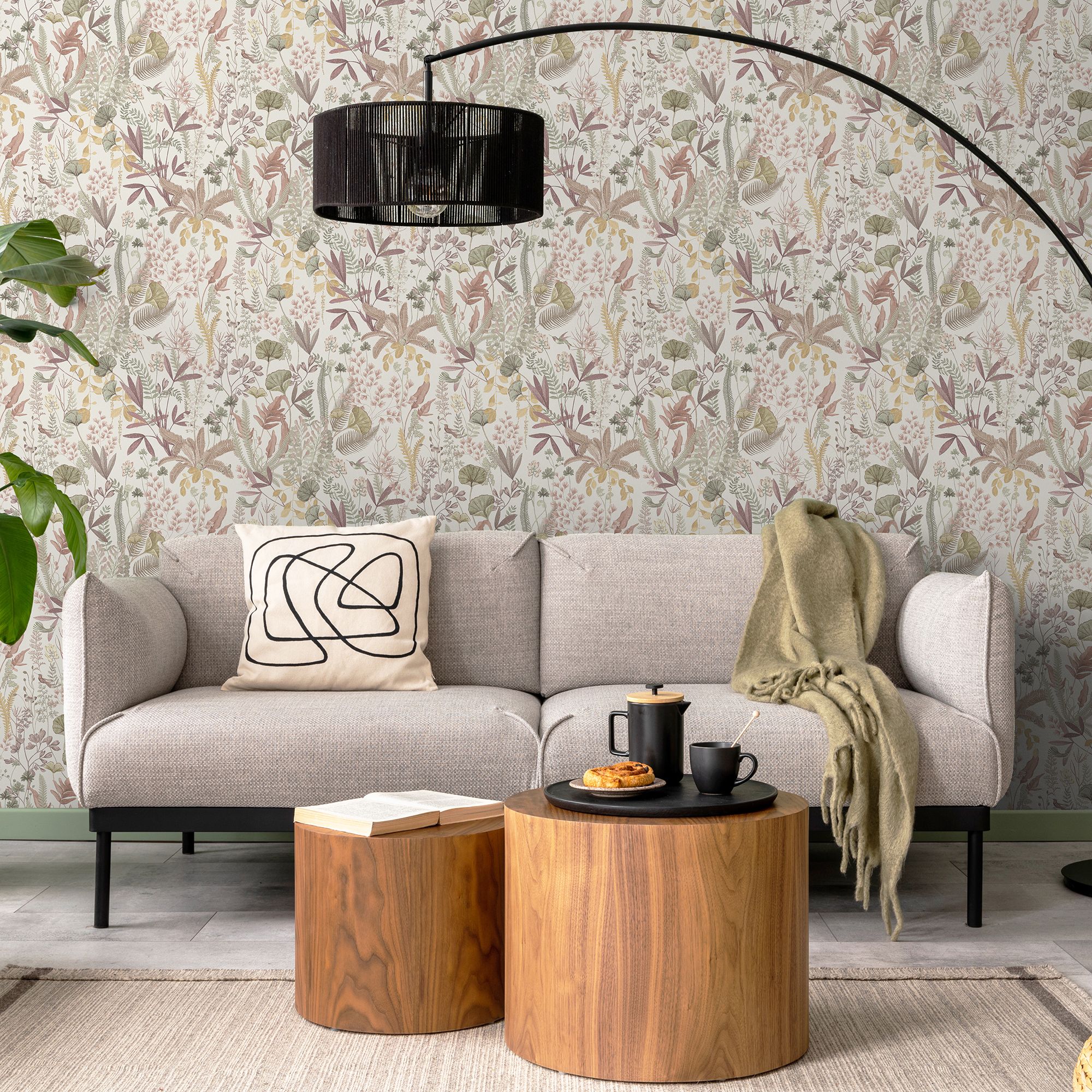 Superfresco Easy Pink Fluttering Leaves Patterned Smooth Wallpaper