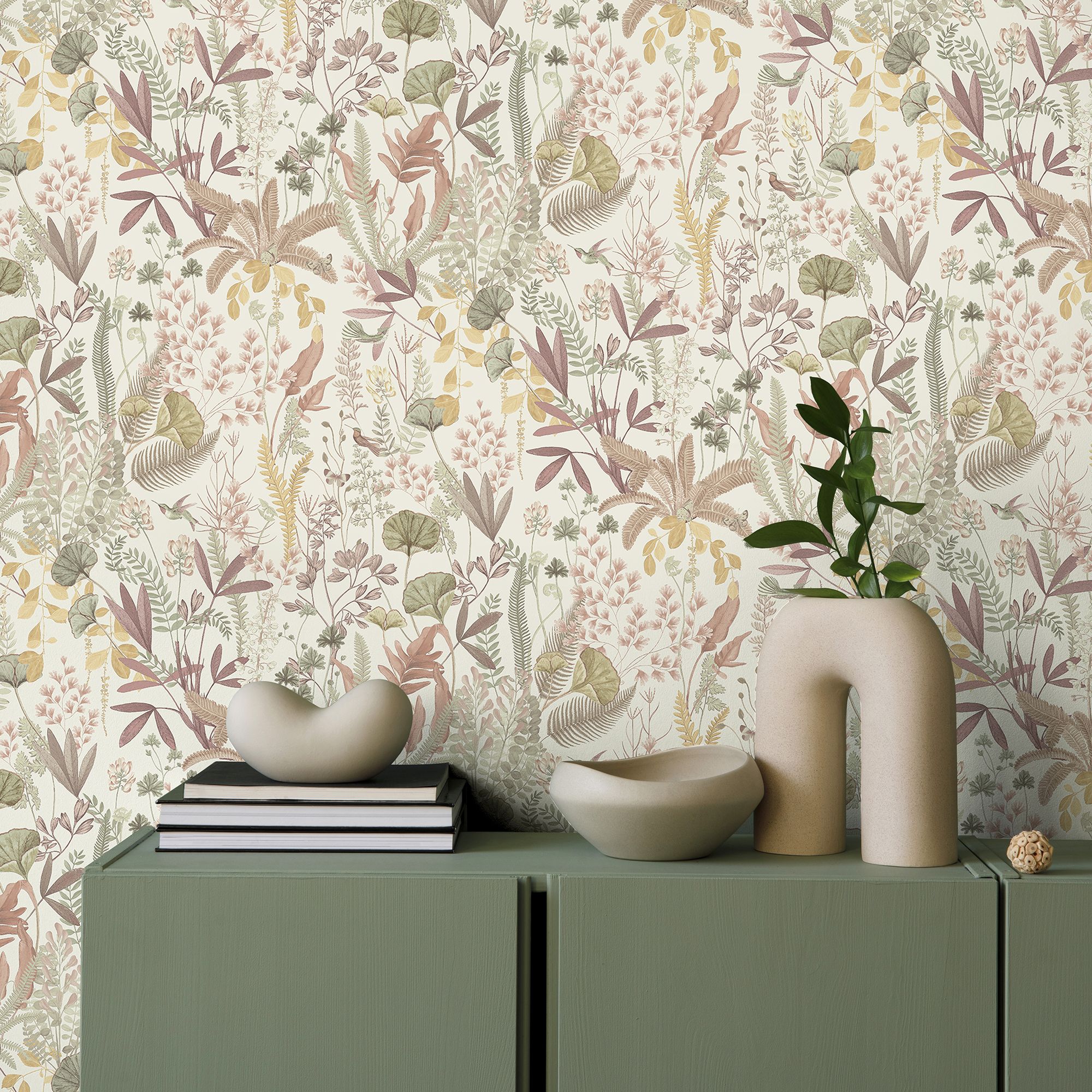 Superfresco Easy Pink Fluttering Leaves Patterned Smooth Wallpaper