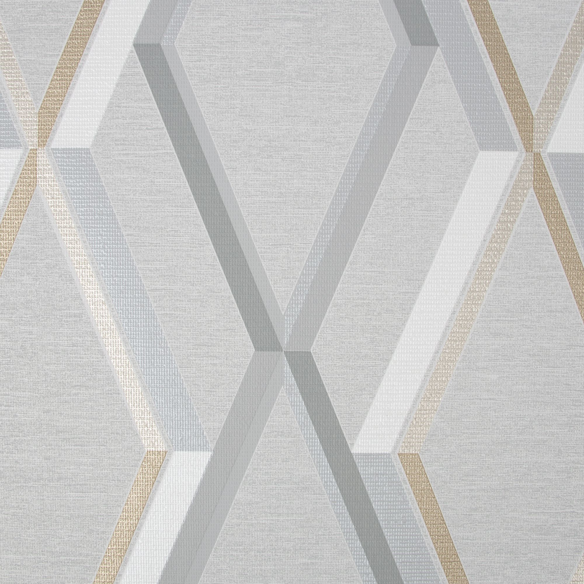 Superfresco Easy Prestige Grey Geometric Gold effect Smooth Wallpaper
