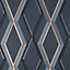 Superfresco Easy Prestige Navy Metallic effect Geometric Smooth Wallpaper