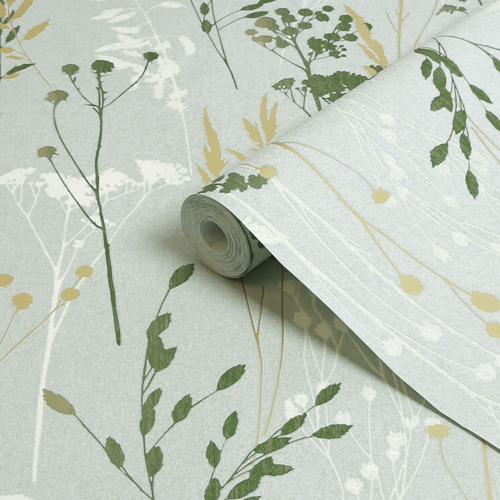 Superfresco Easy Sage Harvest Metallic effect Embossed Wallpaper