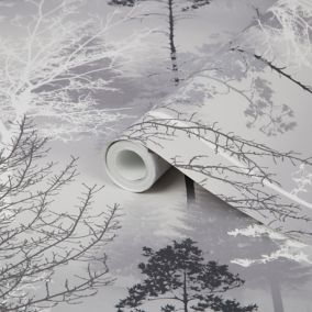 Superfresco Easy Sequoia Black Mica effect Tree Smooth Wallpaper Sample