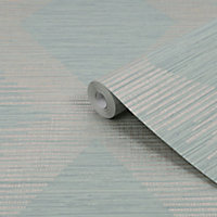 Superfresco Easy Serenity Sage Metallic effect Geometric Textured Wallpaper