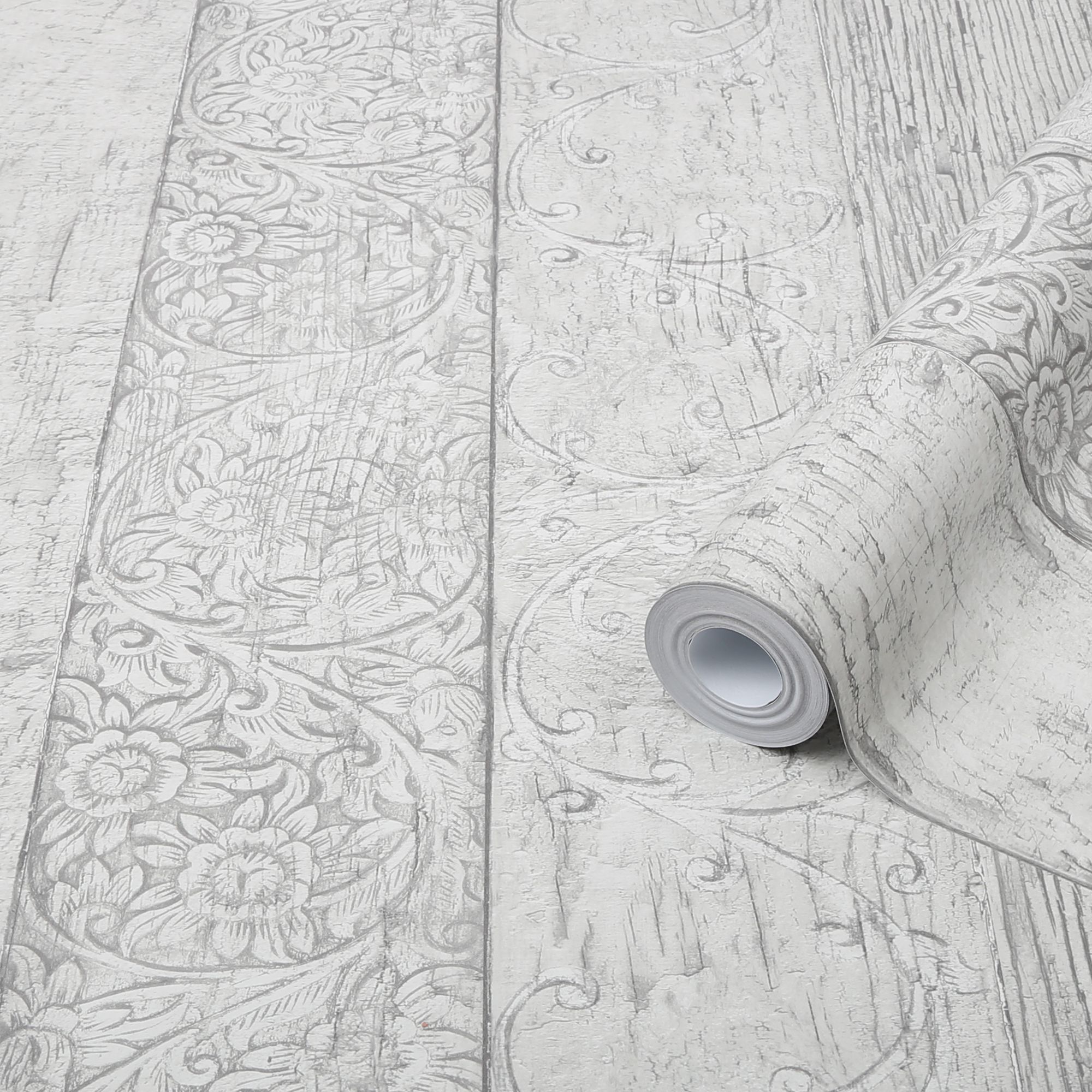 Superfresco Easy Sheila Grey Wood effect Smooth Wallpaper DIY at B&Q