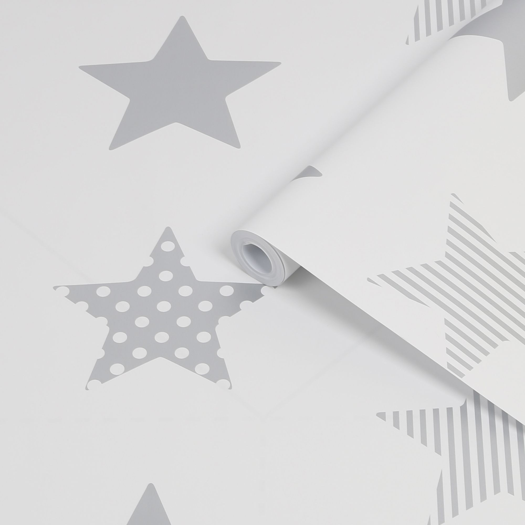 Superfresco Easy Superstar White Silver effect Smooth Wallpaper DIY