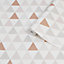Superfresco Easy Tarek White Rose gold effect Geometric Smooth Wallpaper