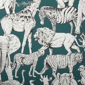 Superfresco Easy Teal Jungle animals Smooth Wallpaper
