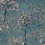 Superfresco Easy Wanderlust Blue Tropical Plains Metallic effect Smooth Wallpaper