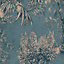 Superfresco Easy Wanderlust Blue Tropical Plains Metallic effect Smooth Wallpaper