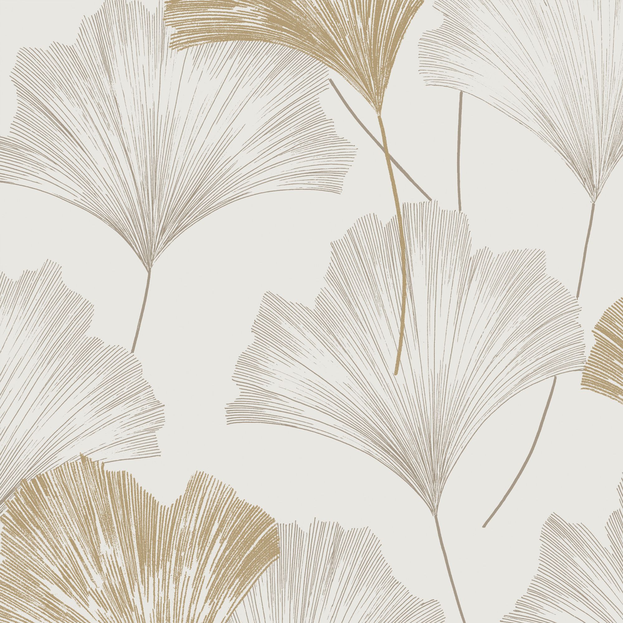 Superfresco Easy Wanderlust Gingko Champagne Metallic effect Leaves Smooth Wallpaper