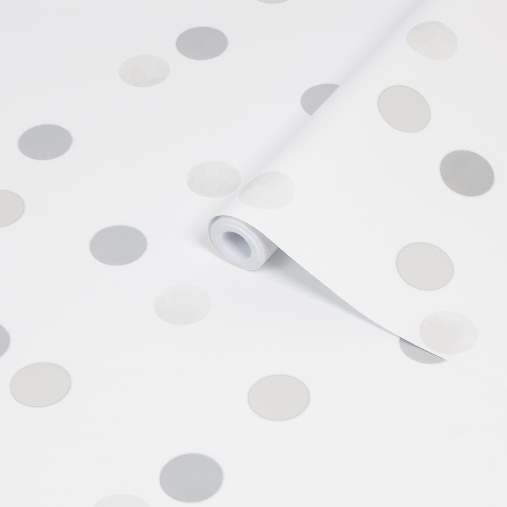 Superfresco Easy White Dotty Silver effect Smooth Wallpaper DIY at B&Q