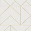 Superfresco Easy White Gold effect Geometric Smooth Wallpaper Sample