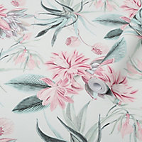 Superfresco Easy Wisley Pink Floral Smooth Wallpaper Sample