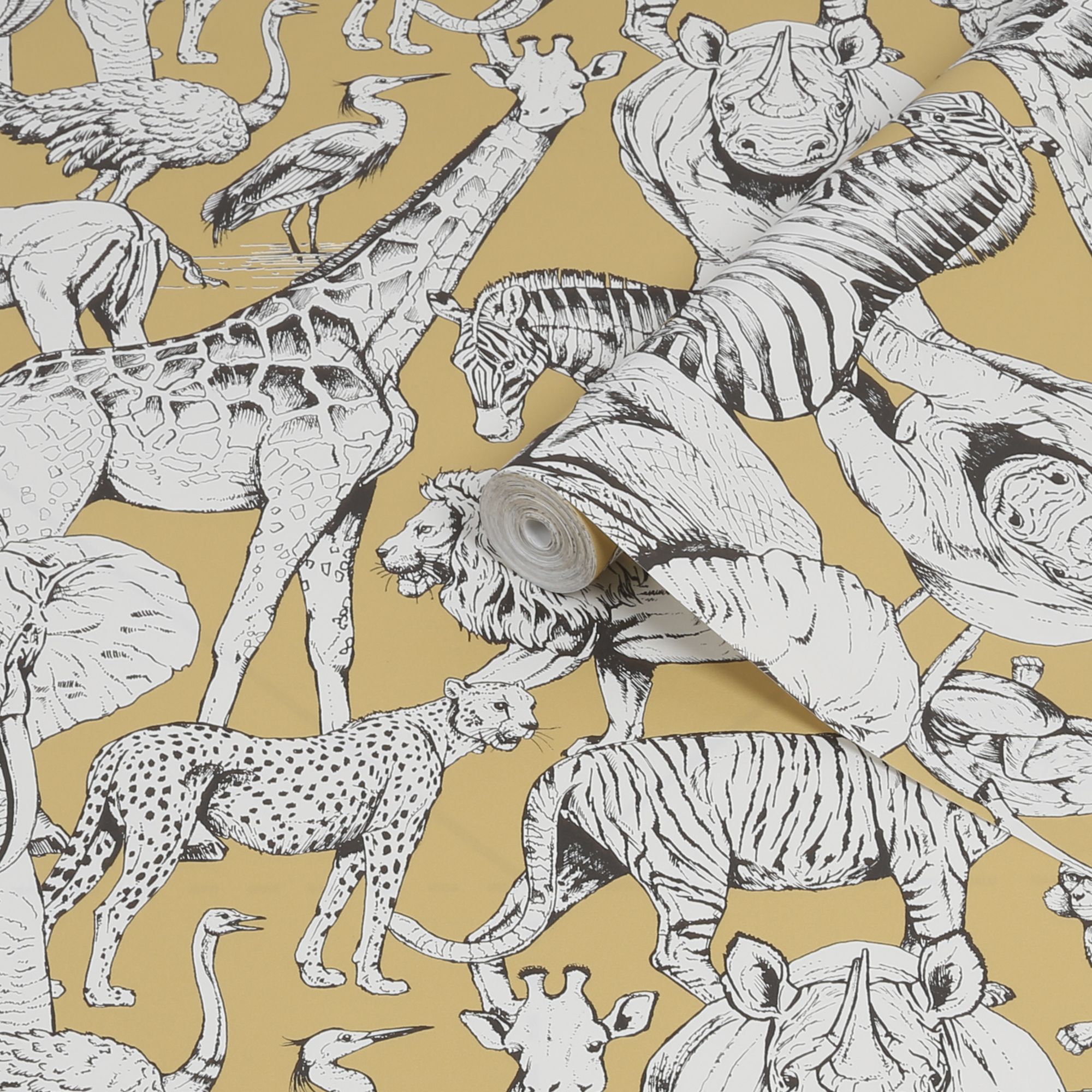 Superfresco Easy Yellow Jungle animals Smooth Wallpaper DIY at B&Q
