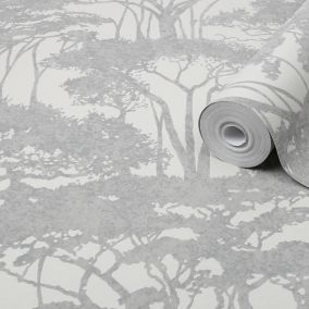 Superfresco Easy Zanzibar Grey Floral Textured Wallpaper Sample