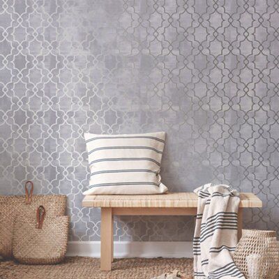 Superfresco Grey Geometric Shabby chic Textured Wallpaper