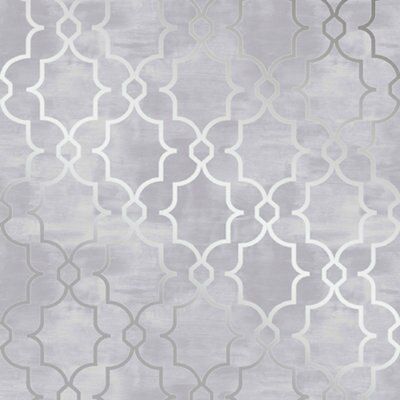 Superfresco Grey Geometric Shabby chic Textured Wallpaper