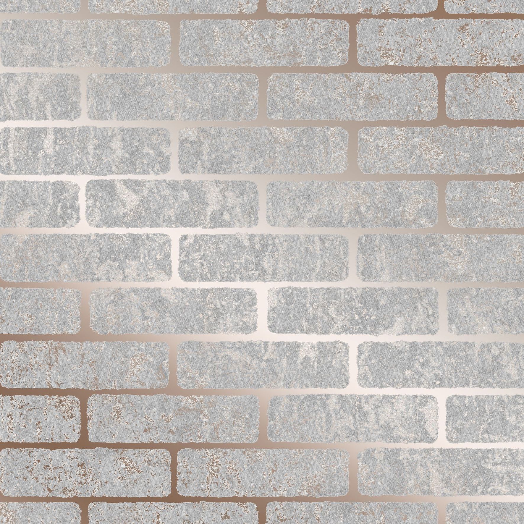 Superfresco Milan Grey Rose gold effect Brick Smooth Wallpaper DIY at B&Q