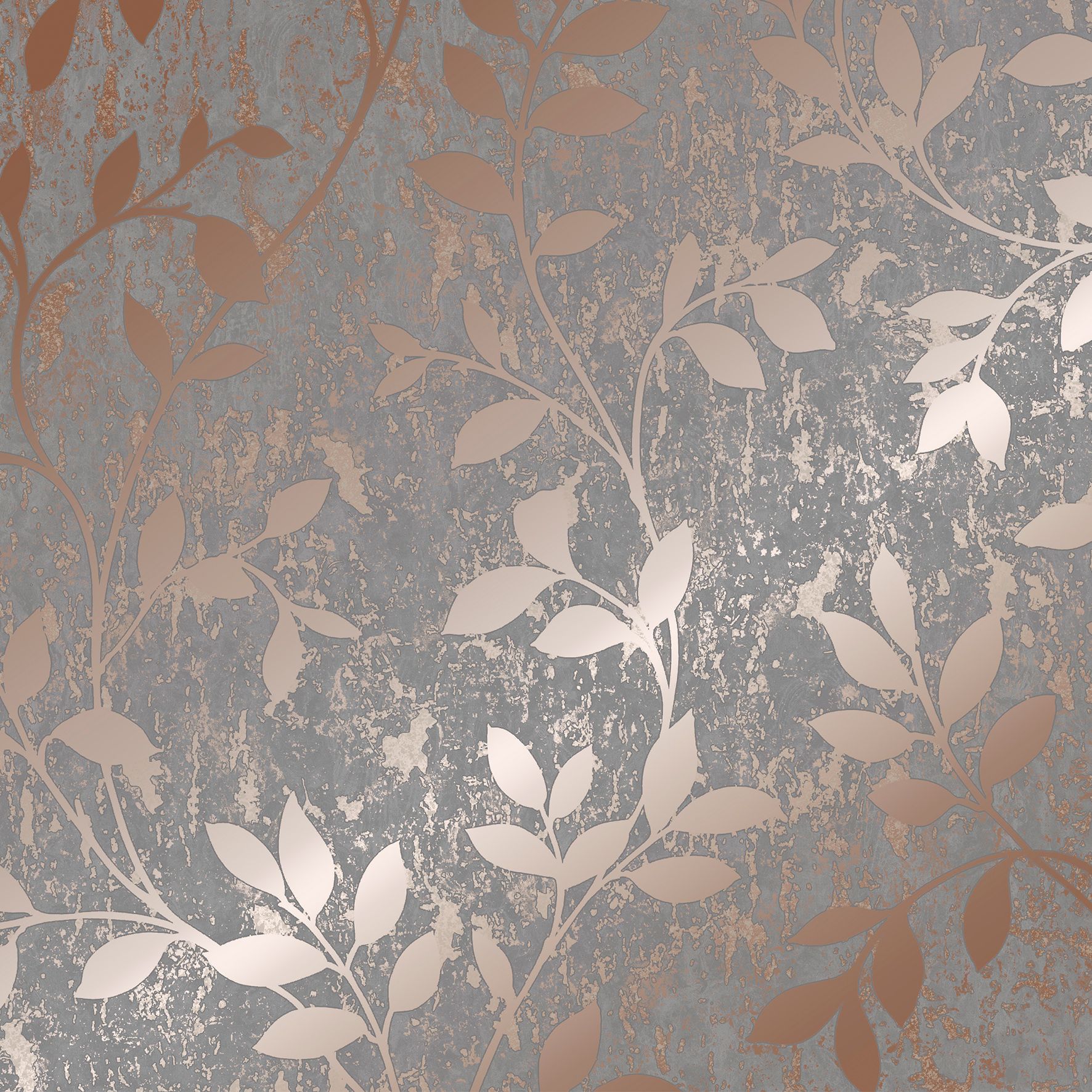 Superfresco Milan Grey Rose gold effect Trail Smooth Wallpaper