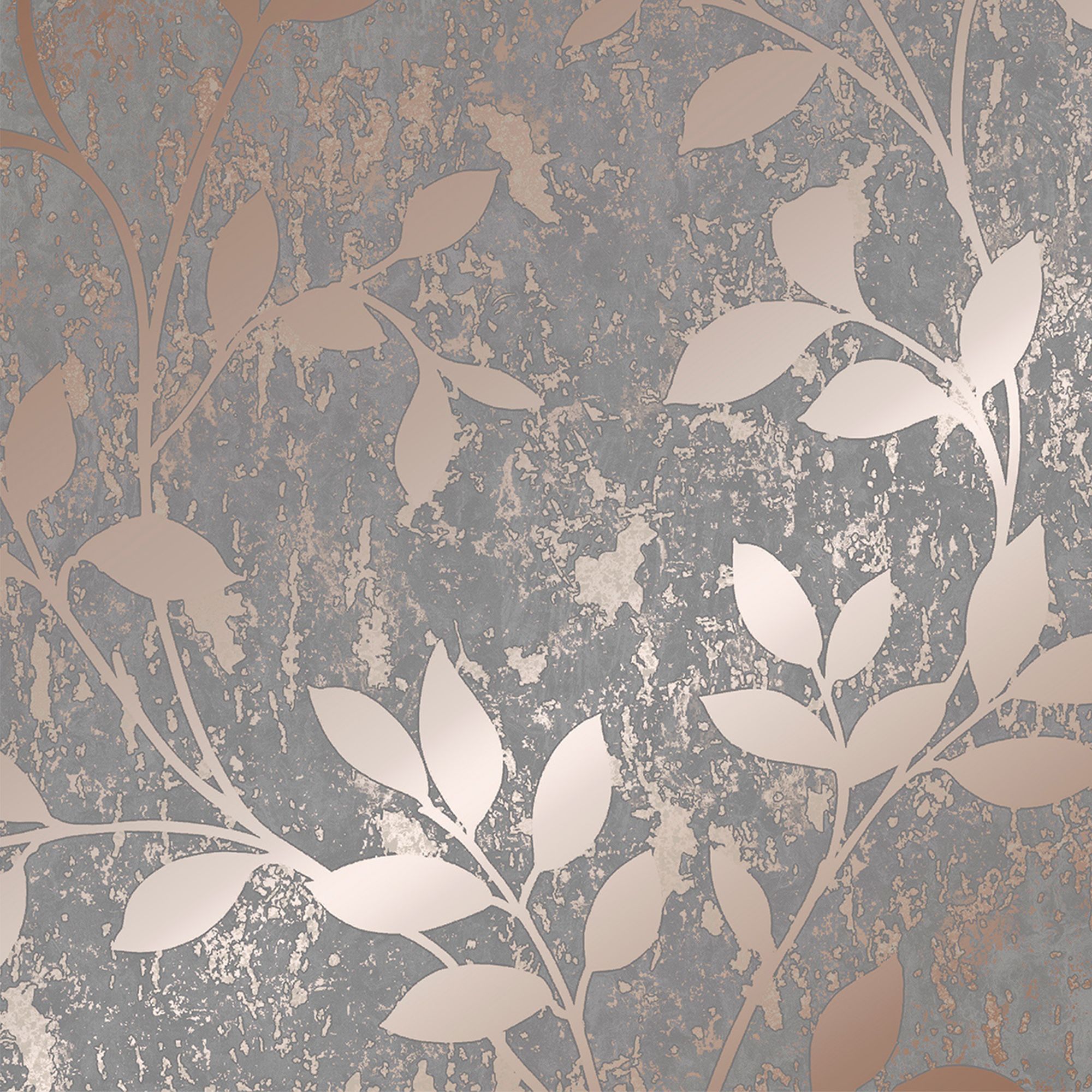 Superfresco Milan Grey Rose gold effect Trail Smooth Wallpaper