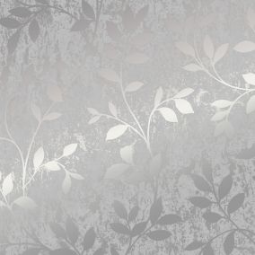 Superfresco Milan Grey Silver effect Trail Smooth Wallpaper