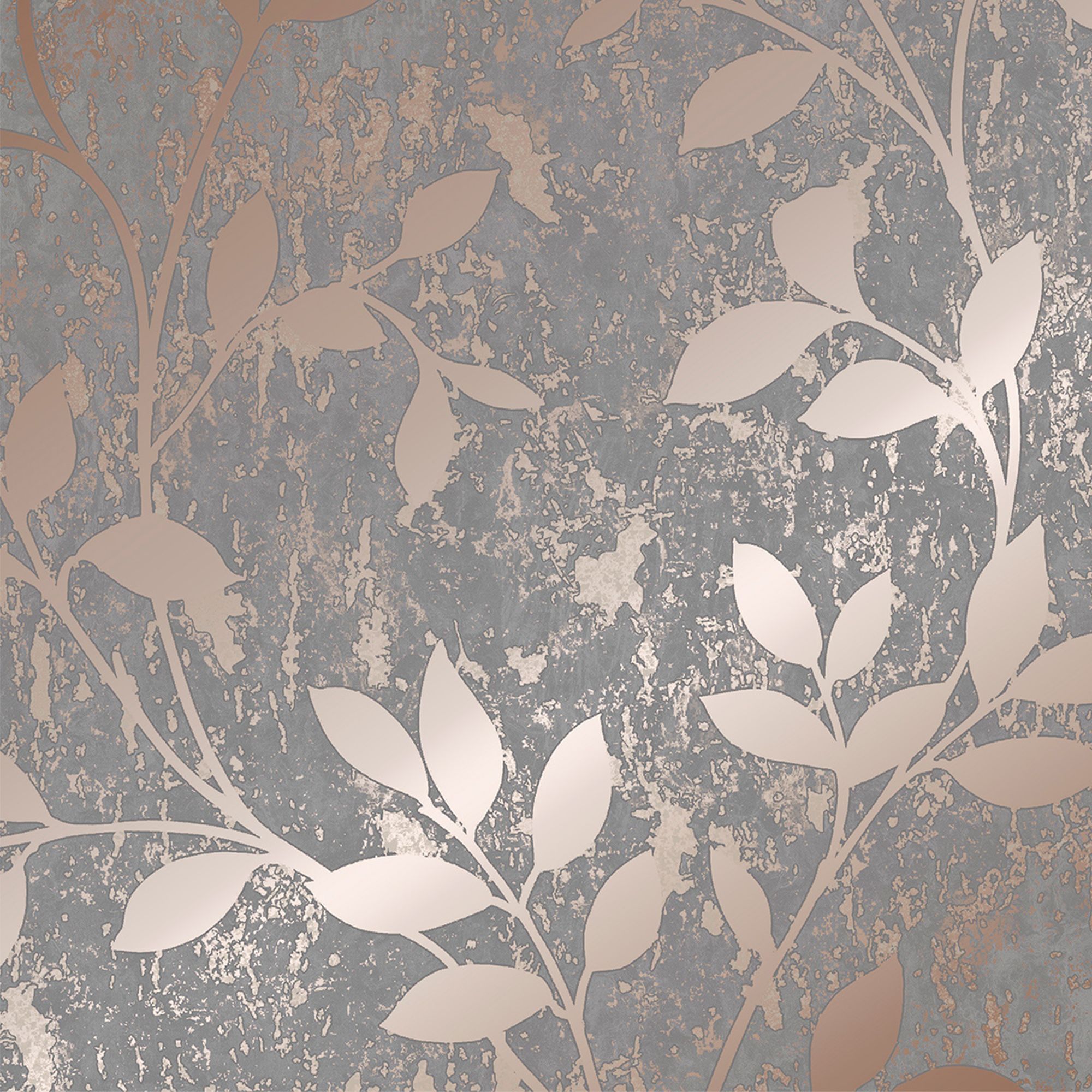 Superfresco Milan Grey Trail Rose gold effect Smooth Wallpaper