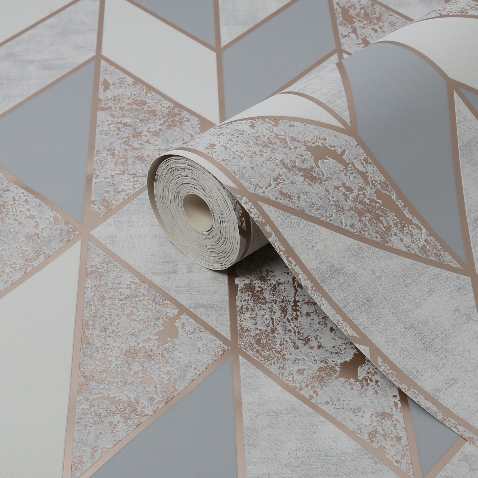Superfresco Milan Rose gold effect Geometric Smooth Wallpaper £23 at B&Q