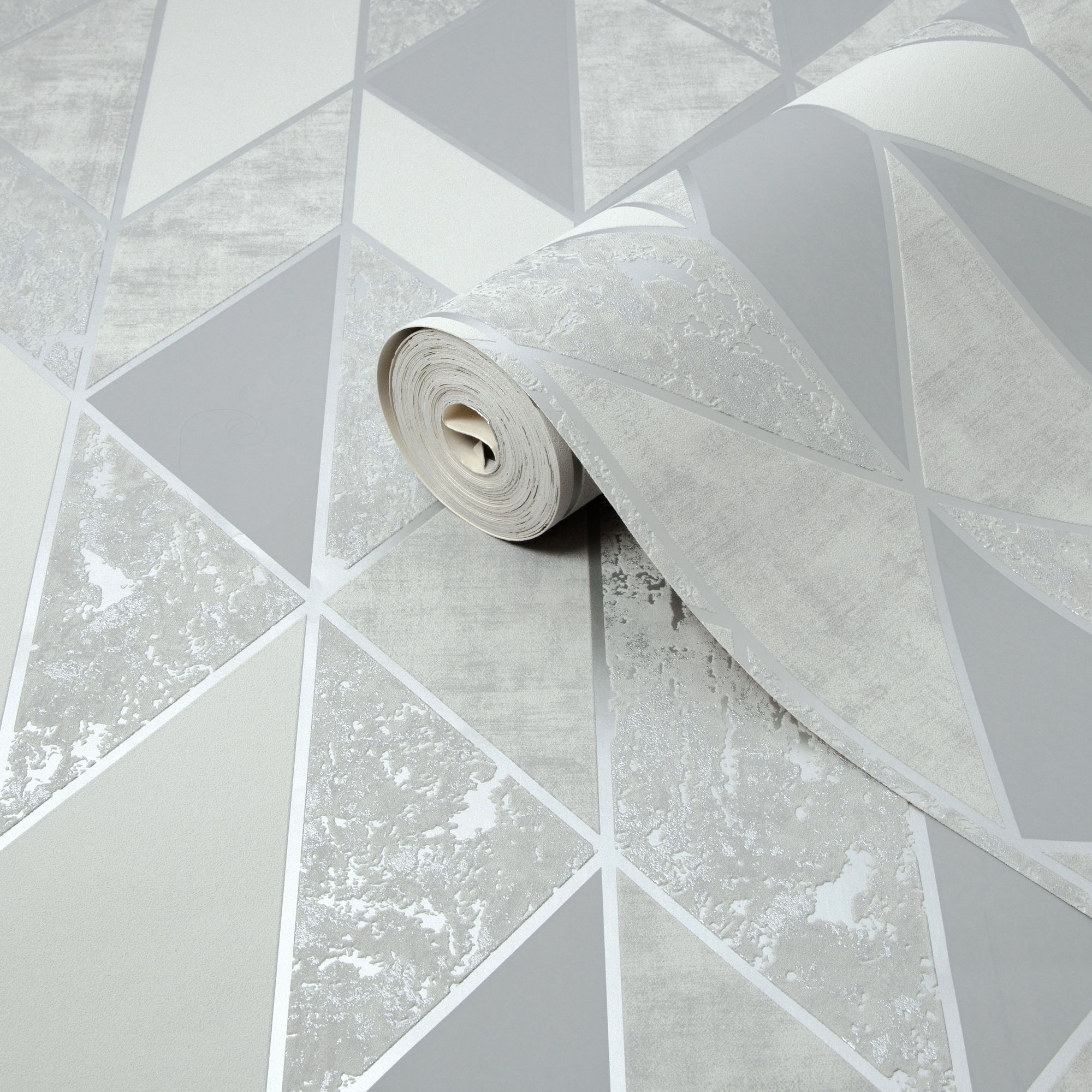 Superfresco Milan Silver effect Geometric Smooth Wallpaper