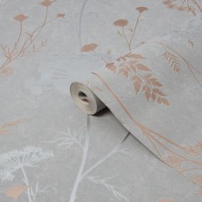 Superfresco Rose gold effect Floral Smooth Wallpaper