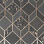 Superfresco Vittorio Charcoal Geometric Metallic effect Smooth Wallpaper