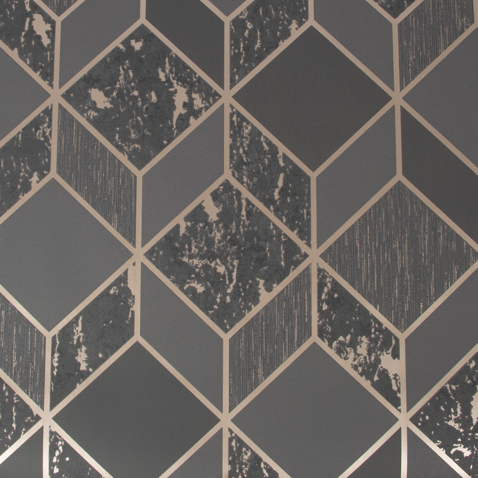 Superfresco Vittorio Charcoal Geometric Metallic effect Smooth Wallpaper