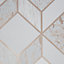 Superfresco Vittorio Grey Geometric Rose gold effect Smooth Wallpaper