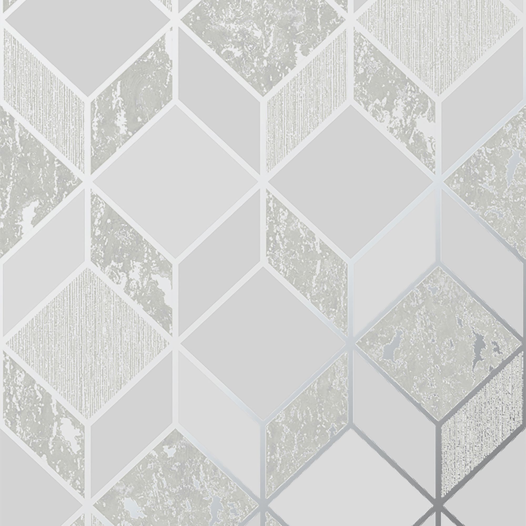 Superfresco Vittorio Grey Metallic effect Geometric Smooth Wallpaper ...