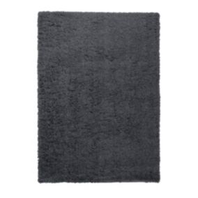 Supersoft Charcoal Plain Medium Rug, (L)170cm x (W)120cm