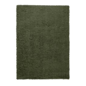 Supersoft Olive Green Plain Medium Rug, (L)170cm x (W)120cm