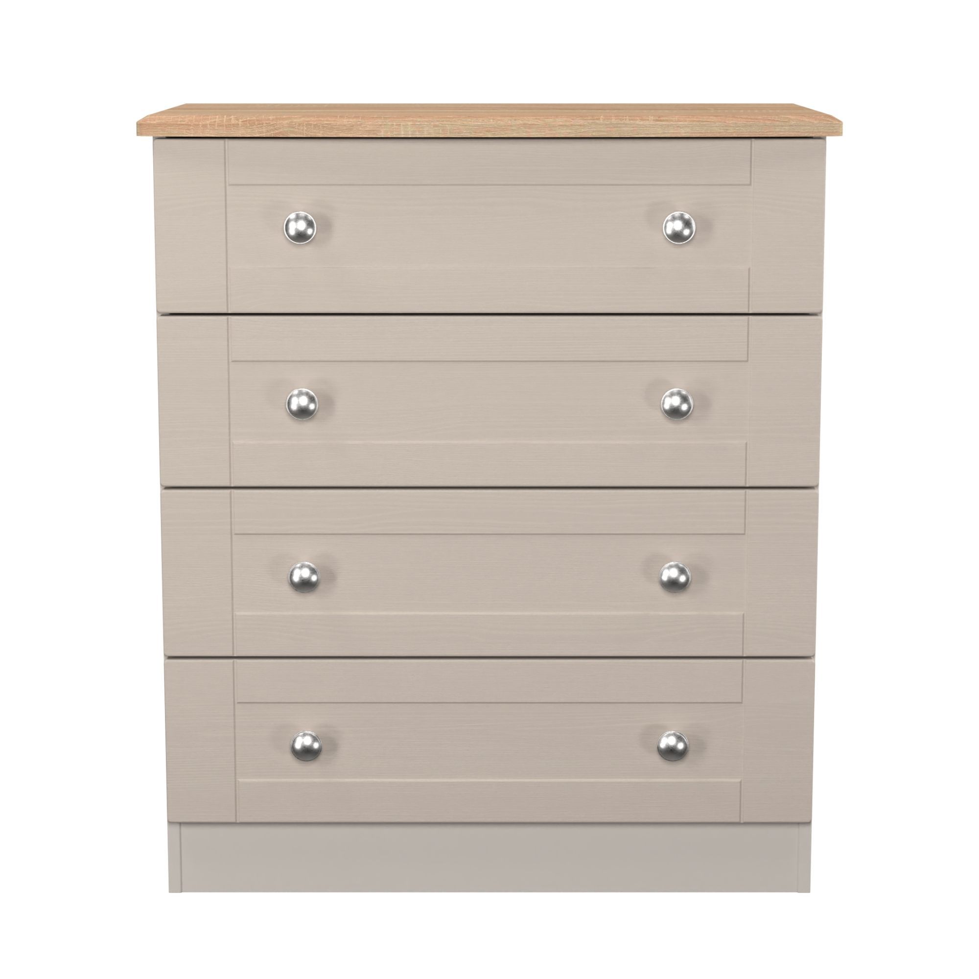 Sussex Ready assembled Beige & oak 4 Drawer Chest (H)882mm (W)765mm (D)415mm