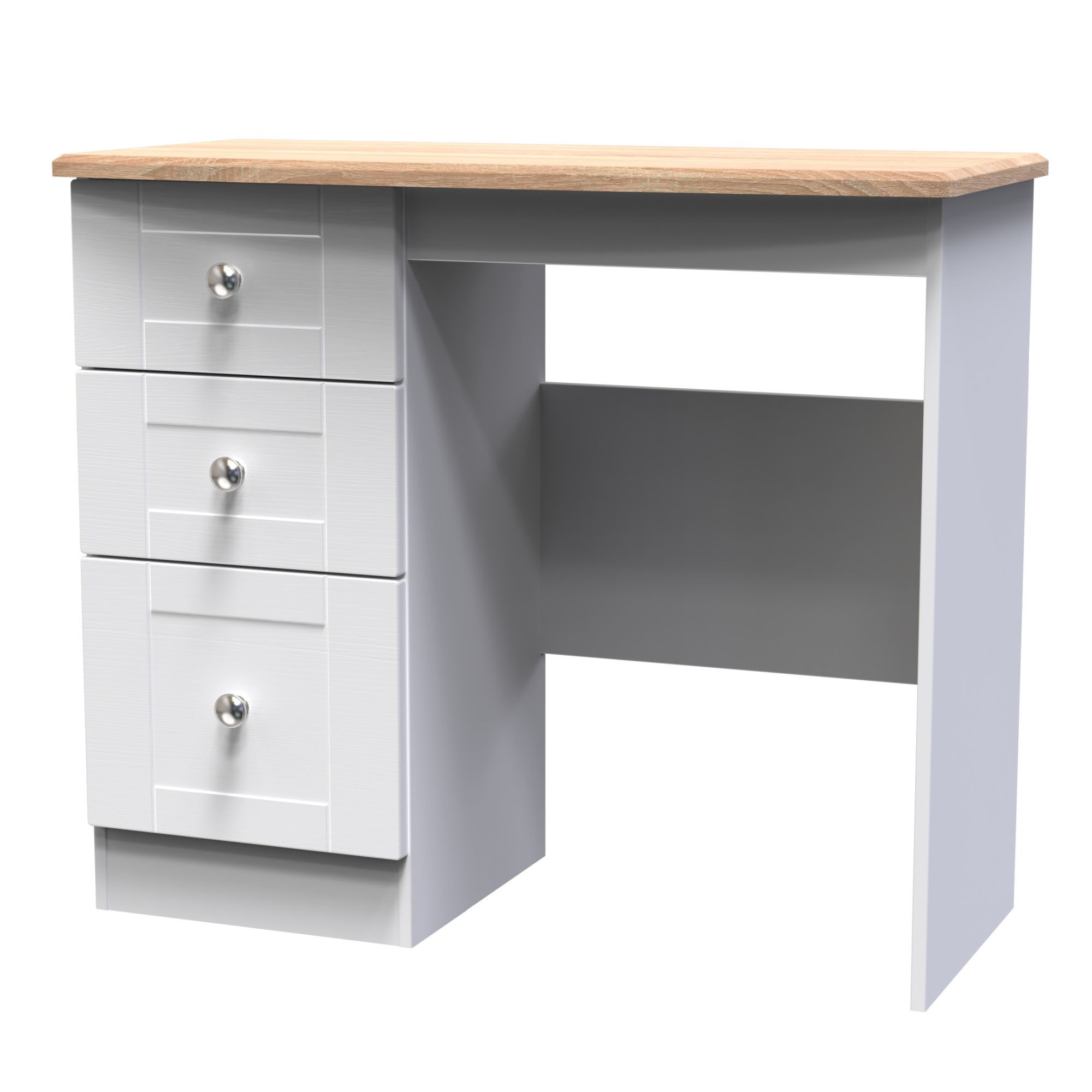 Sussex Ready assembled Matt white & oak 3 Drawer Non-extendable Dressing table (H)792mm (W)928mm (D)428mm