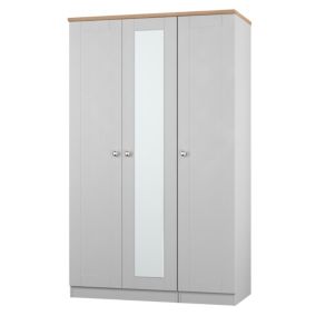 Sussex Ready assembled Traditional Grey & oak effect Tall Triple Wardrobe With 1 mirror door (H)1970mm (W)1110mm (D)530mm